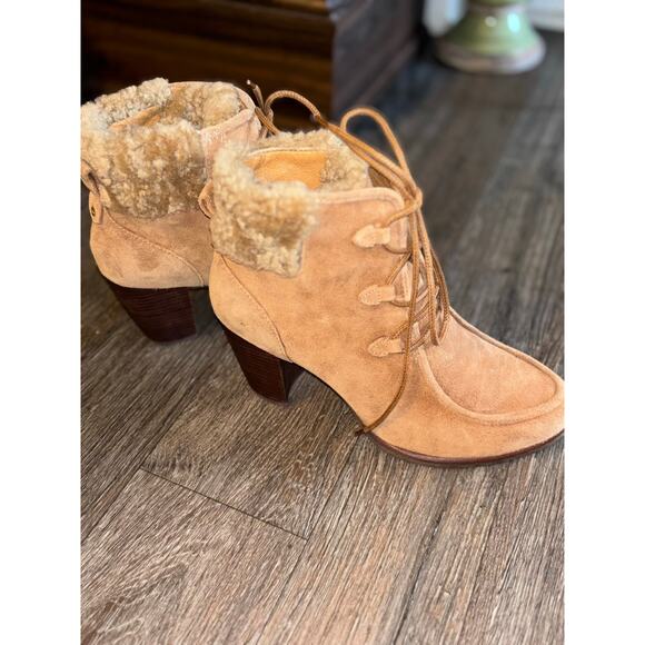 UGG size 9 Analise Lined Suede Sheepskin Chestnut Boots - Picture 3 of 12